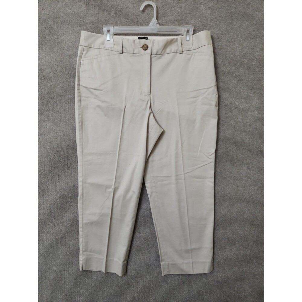 Talbots Perfect Crop Pants Womens 12 Petite Beige Straight Leg Stretch NEW